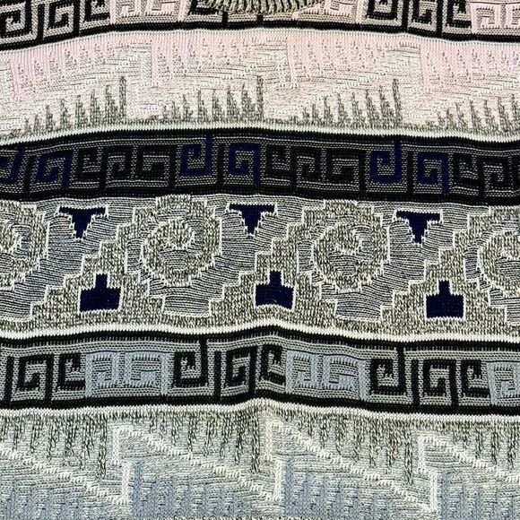 Vintage Ellis Island Sweater Mens L Pink Blue Gray Black Knit Crew Neck EUC - Picture 4 of 8